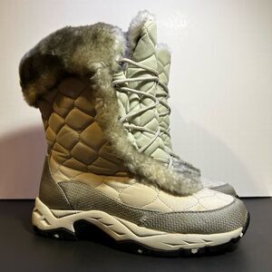 Womens L.L. BEAN Fur Trim Quilted Winter Snow Boots / Size 7 Medium